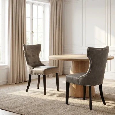 The Range Daxton Grey Leather Effect Dining Chair - Grey