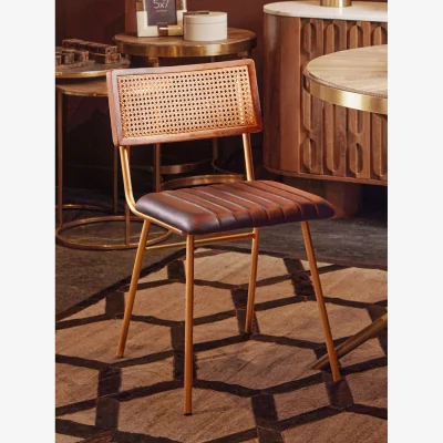 The Range Buffalo Black Leather Dining Chair - Black, Gold