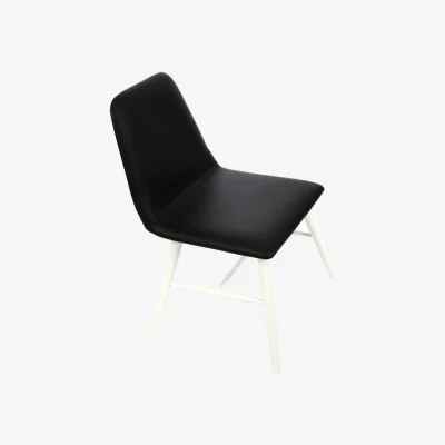 The Range Cassy Black Leather Effect Dining Chair With White Legs - Black