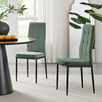 The Range 2x Paloma Upholstered Fabric Kitchen Dining Chair with Black Legs - Teal