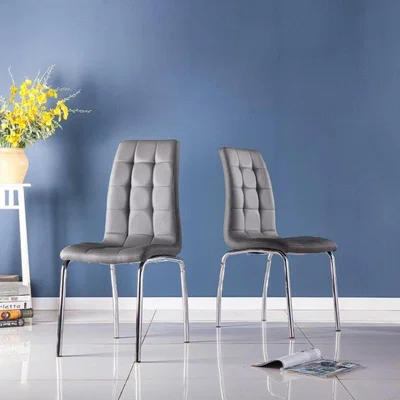 The Range 4x Monocco Faux Leather Chair  - Grey
