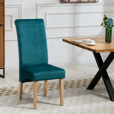 The Range Set of 2 Rimini Velvet Fabric Dining Chairs - Teal