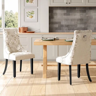 The Range Crush Velvet Dining Chairs Set of 2 - White