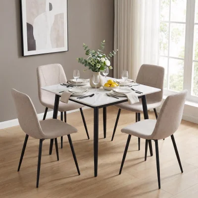 The Range Light Brown Pack of 4 Dining Chairs Sand Blasted Metal Legs - Light Brown