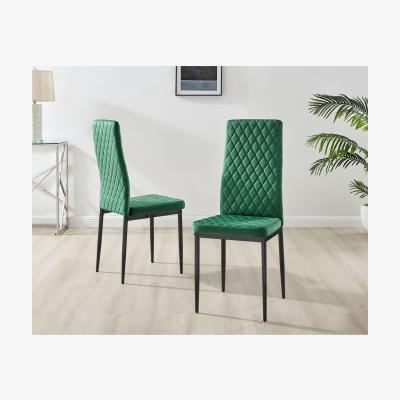 The Range 4x Milan Velvet Dining Chair with Black Legs - Green