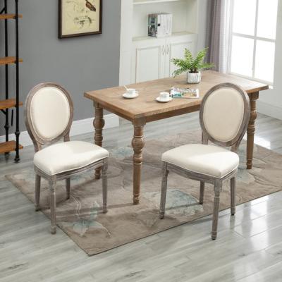 The Range Set of 2 Elegant French Style Dining Chairs with Wooden Frame - Ivory