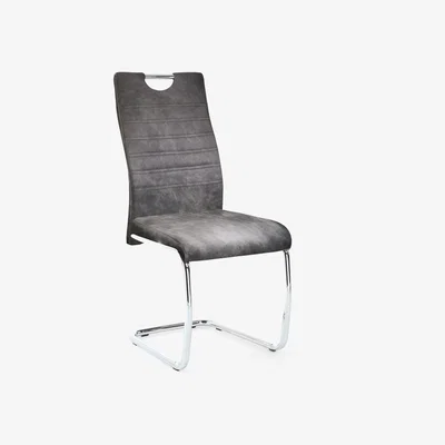 The Range Pair of Talia Handle Back Suede Effect Dark Grey Dining Chair - Dark Grey
