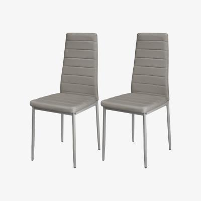 The Range Livingandhome Set of 2 Modern Faux Leather Armless High Back Dining Chairs - Grey