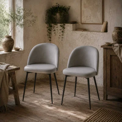 The Range Ladori Grey Upholstered Contemporary Dining Chairs Set of 2.
