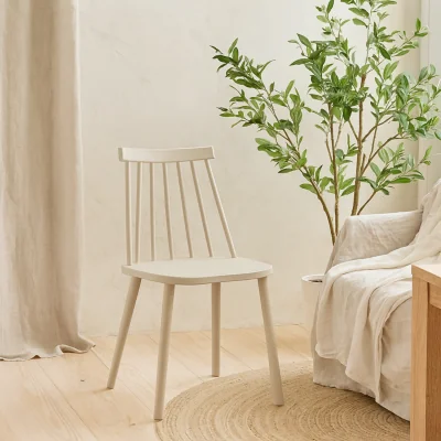The Range Bruniquel Putty Scandinavian Spindle Back Plastic Dining Chair - Grey