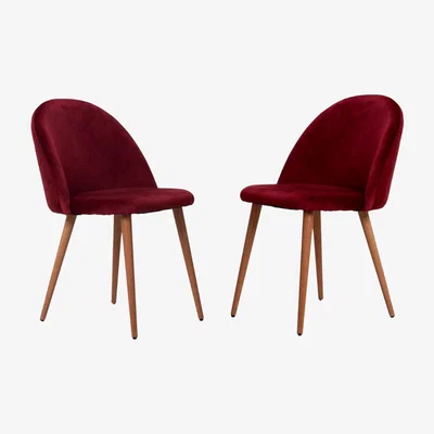 The Range Lucia Velvet Upholstered Dining Chair Set of 2 - Red