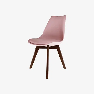 The Range Soho Plastic Dining Chair with Squared Dark Wood Legs - Dusty Pink