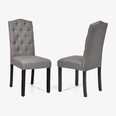 The Range Set of 2 Dining Chairs Upholstered Fabric Chairs - Grey