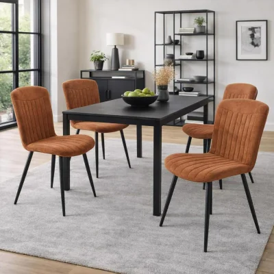 The Range FWStyle Set of 4 Dining Chairs Premium Sand Blasted Metal Legs - Chestnut