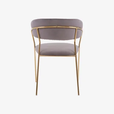 The Range Tamzin Mink Velvet Channel Tufted Dining Chair - Brown