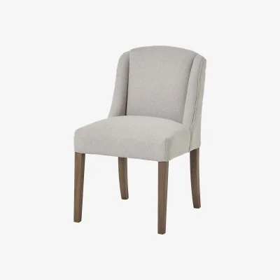 The Range Olargues Cream Bouclé Dining Chair with Wooden Legs - Cream