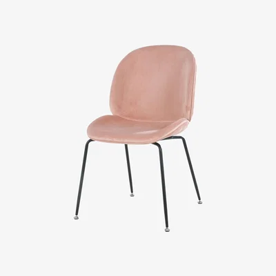 The Range Luxurious Velvet Dining Chair with Black Metal Legs - Dusty Pink
