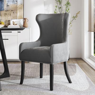 The Range Velvet Upholstered Dining Chair with Nailhead Trim - Grey