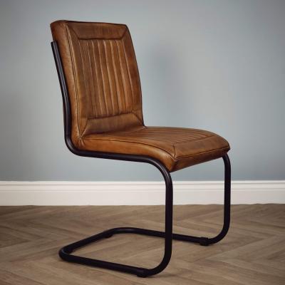 The Range Genuine Leather Dining Chair Brown - Brown