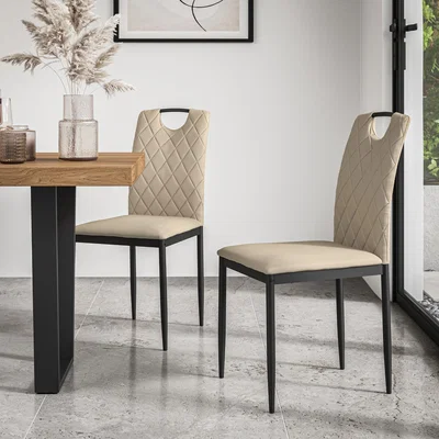 The Range Set of 2, 4, 6, 8 Monza Faux Leather Dining Chair - Beige