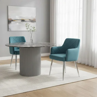 The Range Tamzin Light Blue Splayed Dining Chair - Silver, Blue
