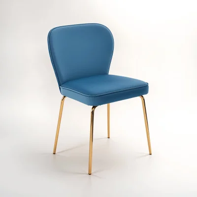 The Range Tamzin Blue Velvet Curved Back Dining Chair - Blue