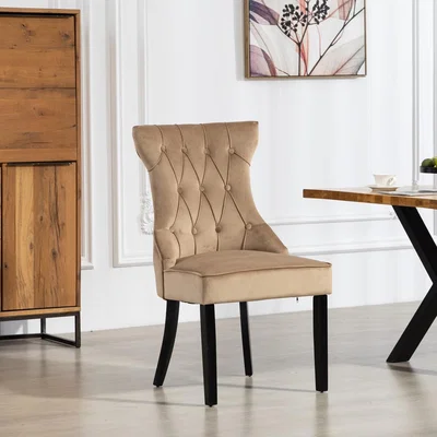 The Range Genola Velvet Fabric Dining Chairs - Set of 2 - Brown