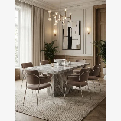 The Range Tamzin Mink Velvet Dining Chair - Silver, Brown