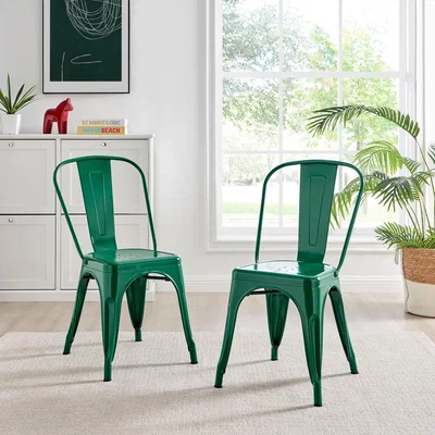 The Range Colton Stackable Tolix Style Industrial Metal Kitchen Dining Chair - Green