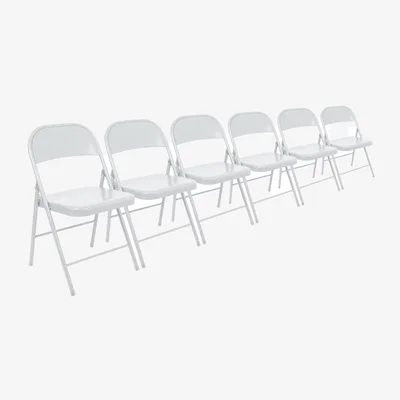 The Range Metal Folding Chairs - Pack of 6 - White
