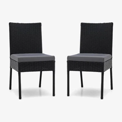 The Range 2 Pcs Outdoor Dining Chair Set-Black - Black