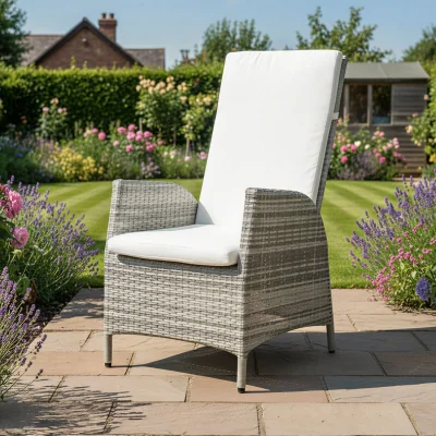 The Range Lisbon Pack of Rattan Reclining Dining Chairs - Mixed Grey / 43.8kg