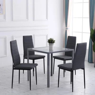 The Range High Back Dining Chairs Modern Upholstered Linen-Touch Fabric - Grey