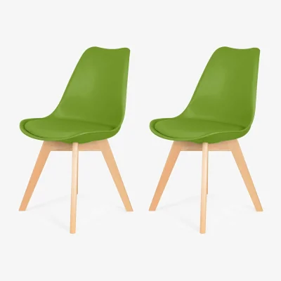 The Range Dining Chair with Wooden Legs(Blue Chair 1) - Green / 2