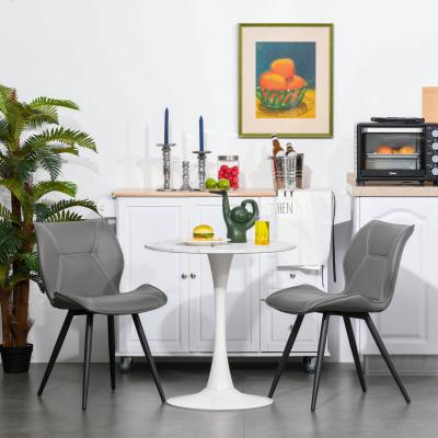 The Range Set of 2 Contrast Stitched PU Leather Dining Chairs - Grey