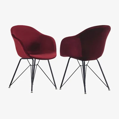 The Range Valentina Velvet Upholstered Dining Chairs Set of 2 - Red
