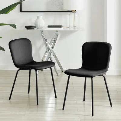 The Range 2 x Asti Velvet Dining Chairs - Black