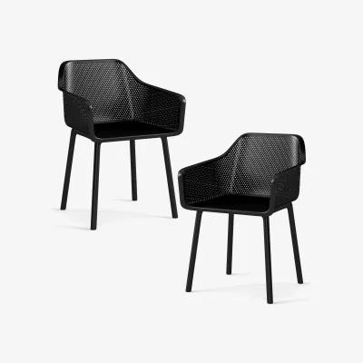 The Range Set of 2 Modern Plastic Dining Chairs - Black
