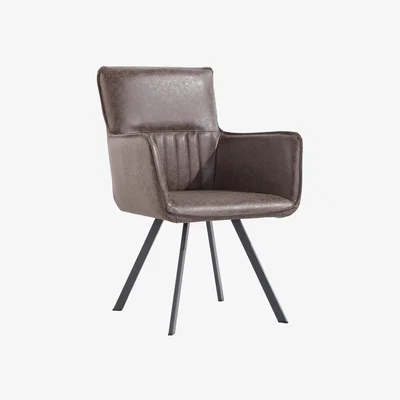 The Range Pair of Carver Dining Chairs With Angled Legs - Brown