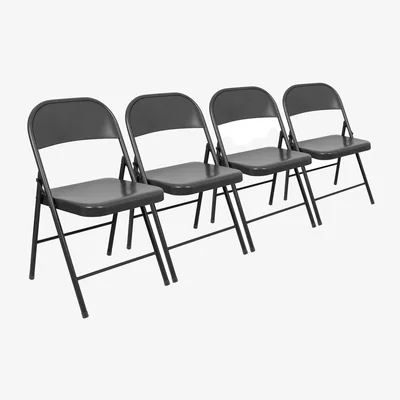 The Range Metal Folding Chairs - Pack of 4 - Black