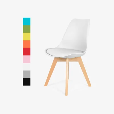The Range Dining Chair with Wooden Legs(Blue Chair 1) - White / 1