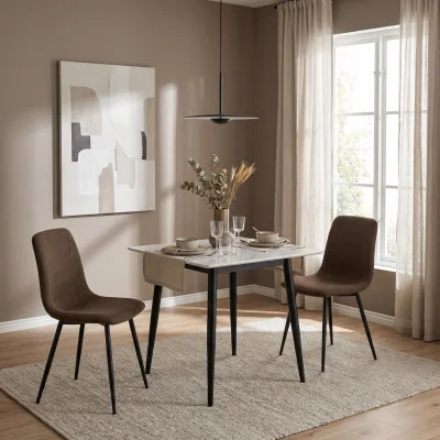 The Range Pack of 4 Dining Chairs Dark Brown Sand Blasted Metal Legs - Dark Brown