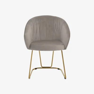 The Range Veneto Mink Velvet Curved Dining Chair - Brown