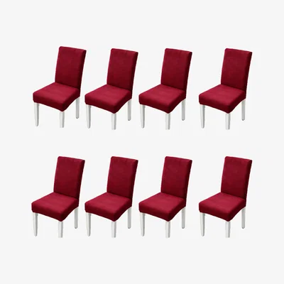 The Range Stretchy Universal Checkered Dining Chair Covers - Red / 8