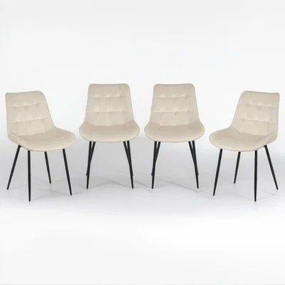 The Range Set of 4 Erica Plush Velvet Comfort Dining Chairs - Beige