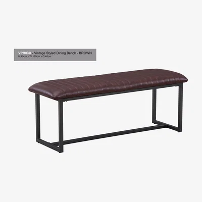 The Range Vintage Styled Brown PU Leather Dining Bench - Rustic Brown