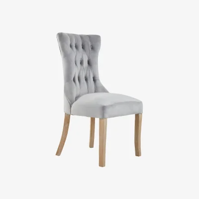 The Range Kensington Townhouse Grey Velvet Buttoned Dining Chair - Grey