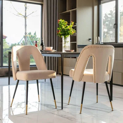 The Range Modern Velvet Kitchen Dining Chairs Set - White / 2