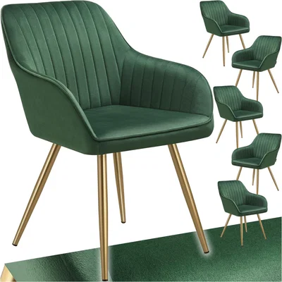The Range Dining Chair Marilyn - Continuous Backrest, Steel Legs - Dark Green/Gold / 6