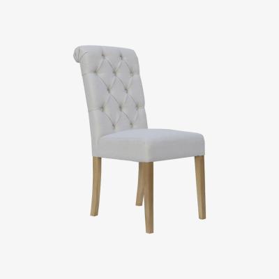 The Range Pair of Button Back Chairs with Scroll Top Dining Chair  - Natural